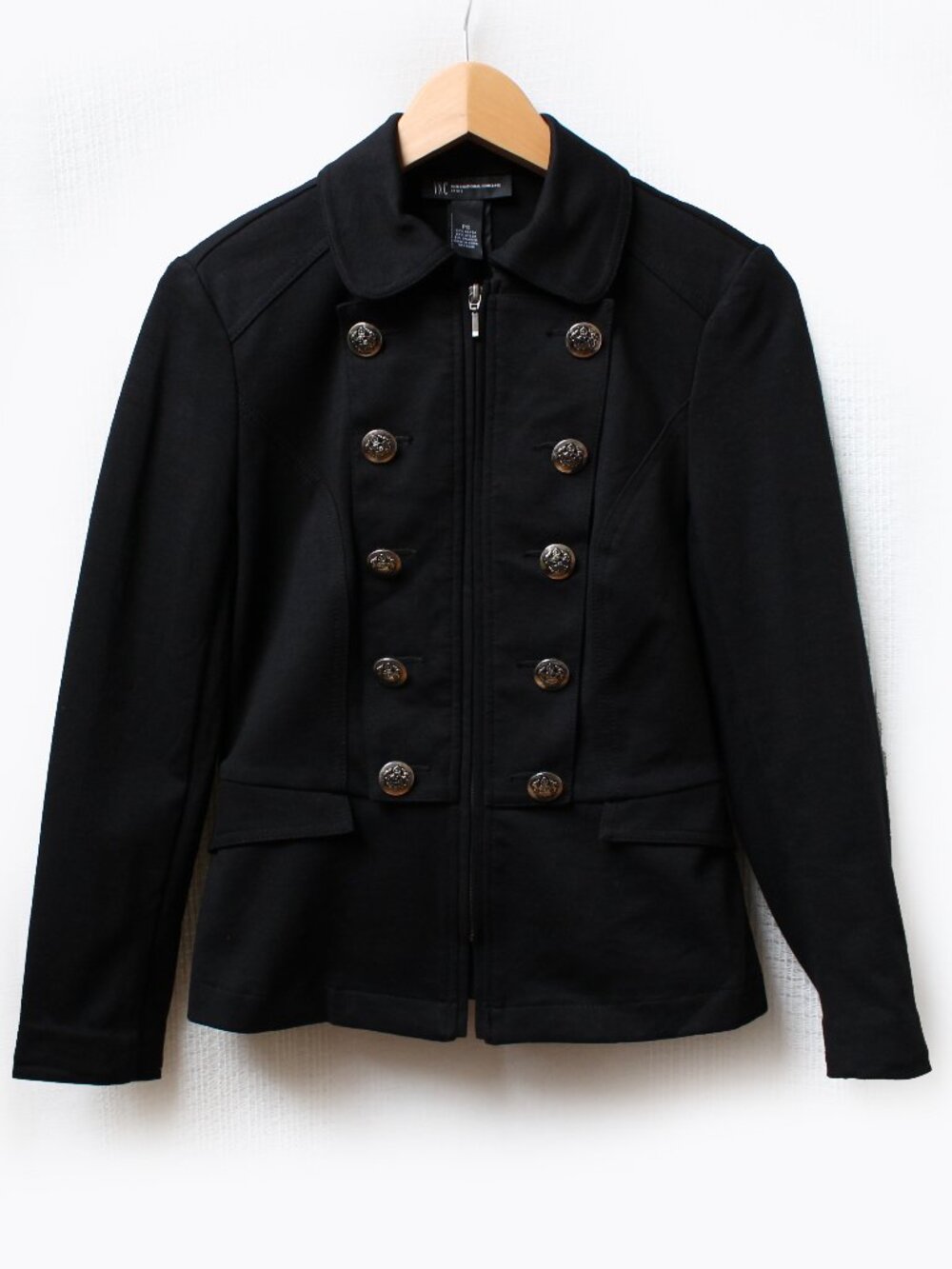 INC Military Jacket Double Breasted Black Dark Academia Regency Petite Small